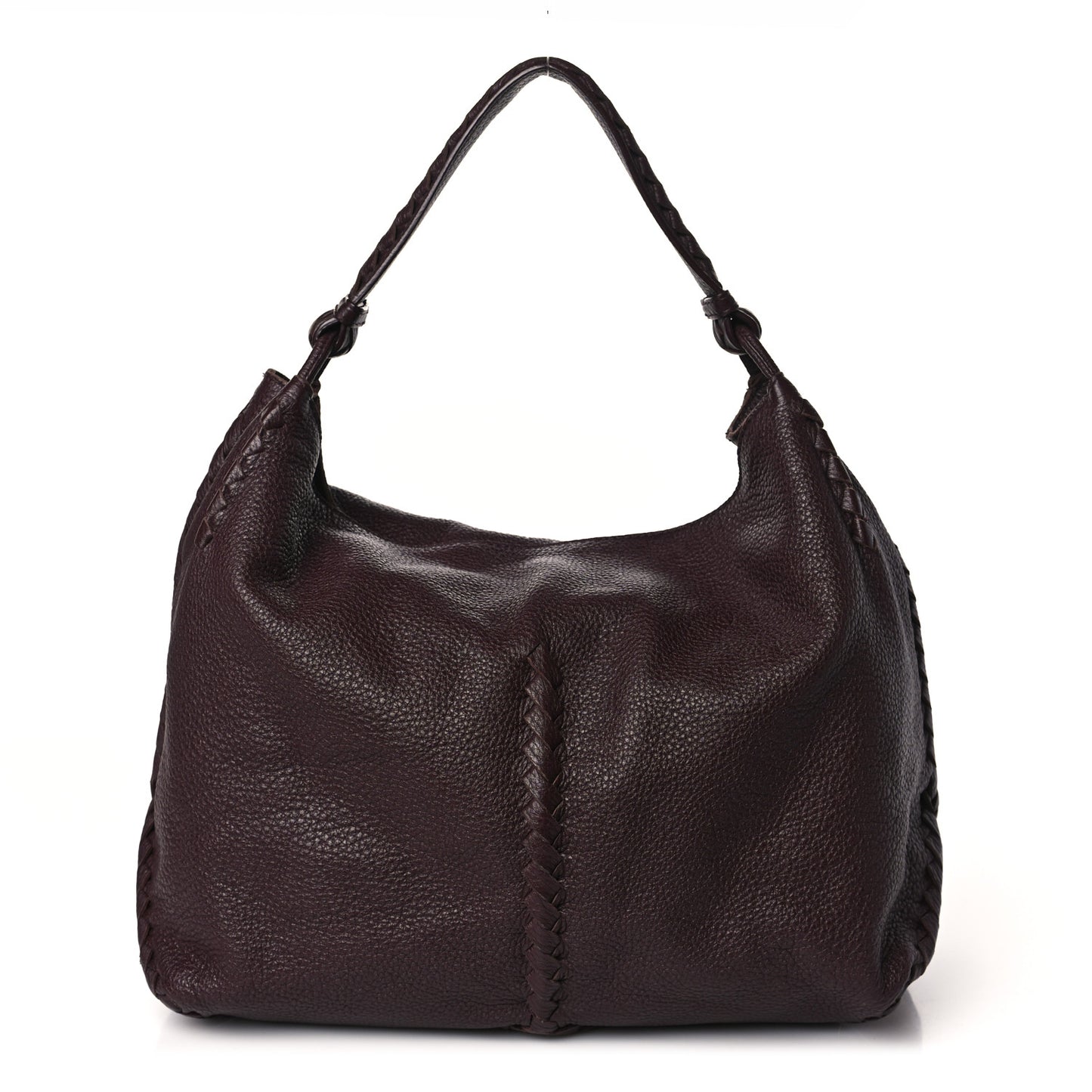 Washed Cervo Deerskin Hobo Burgundy