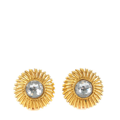 Chanel Crystal Clip On Earrings Gold 1 of 4