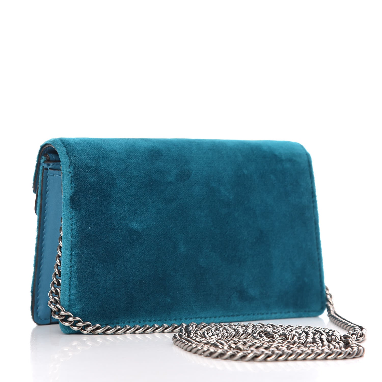 Gucci Velvet Super Mini Dionysus Shoulder Bag Pavone Cyan 3 of 9