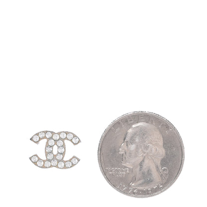Chanel Crystal Timeless CC Earrings Silver 2 of 5