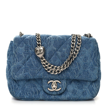 Chanel Denim Quilted Camellia Sweetheart Mini Flap Blue 1 of 11