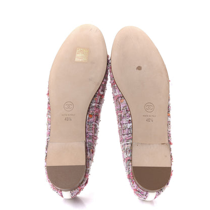 Chanel Tweed Calfskin Cap Toe Ballerina Flats 40.5 Pink 5 of 8