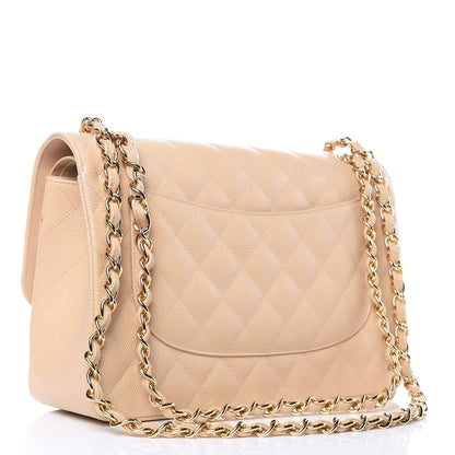 Chanel Caviar Quilted Jumbo Double Flap Light Beige 3 of 10