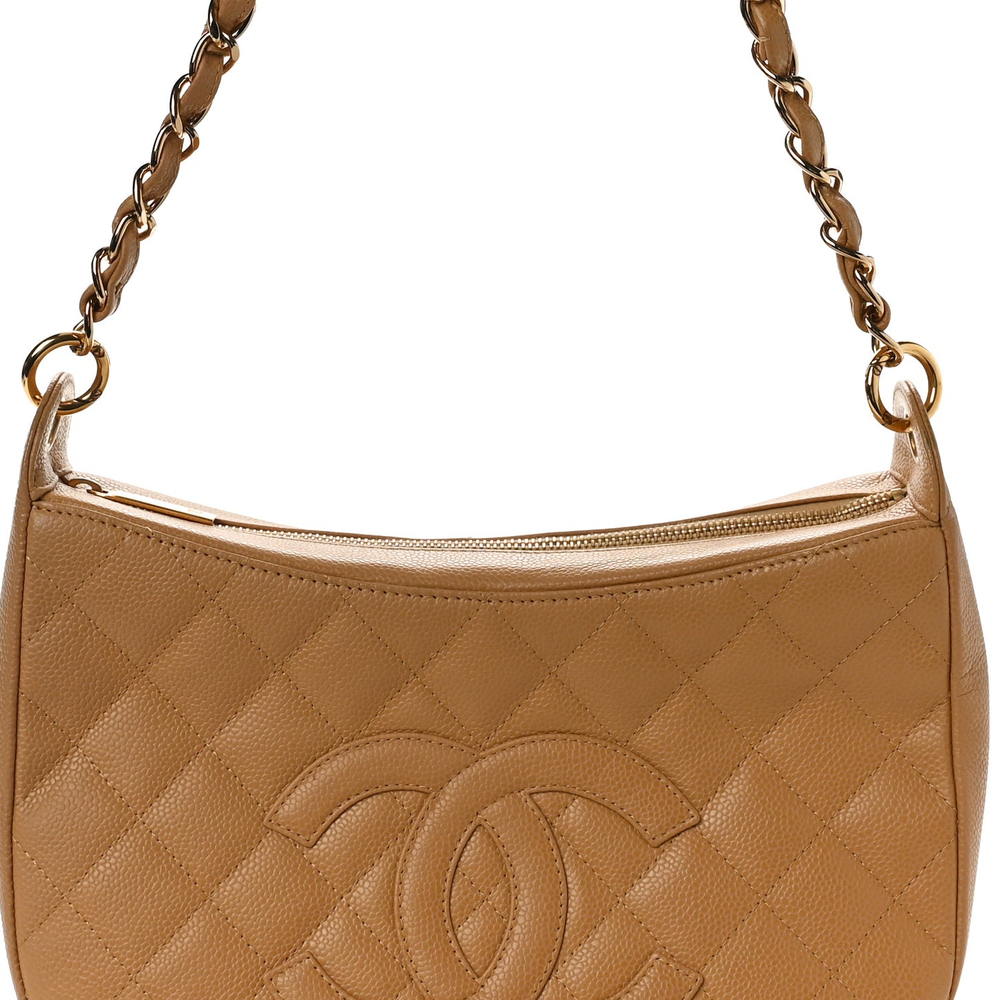 Caviar Quilted Timeless CC Shoulder Bag Beige