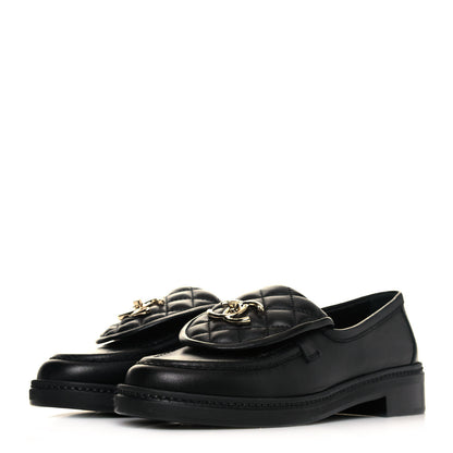 Chanel Lambskin Quilted CC Turnlock Loafers 36 Black 3 of 8
