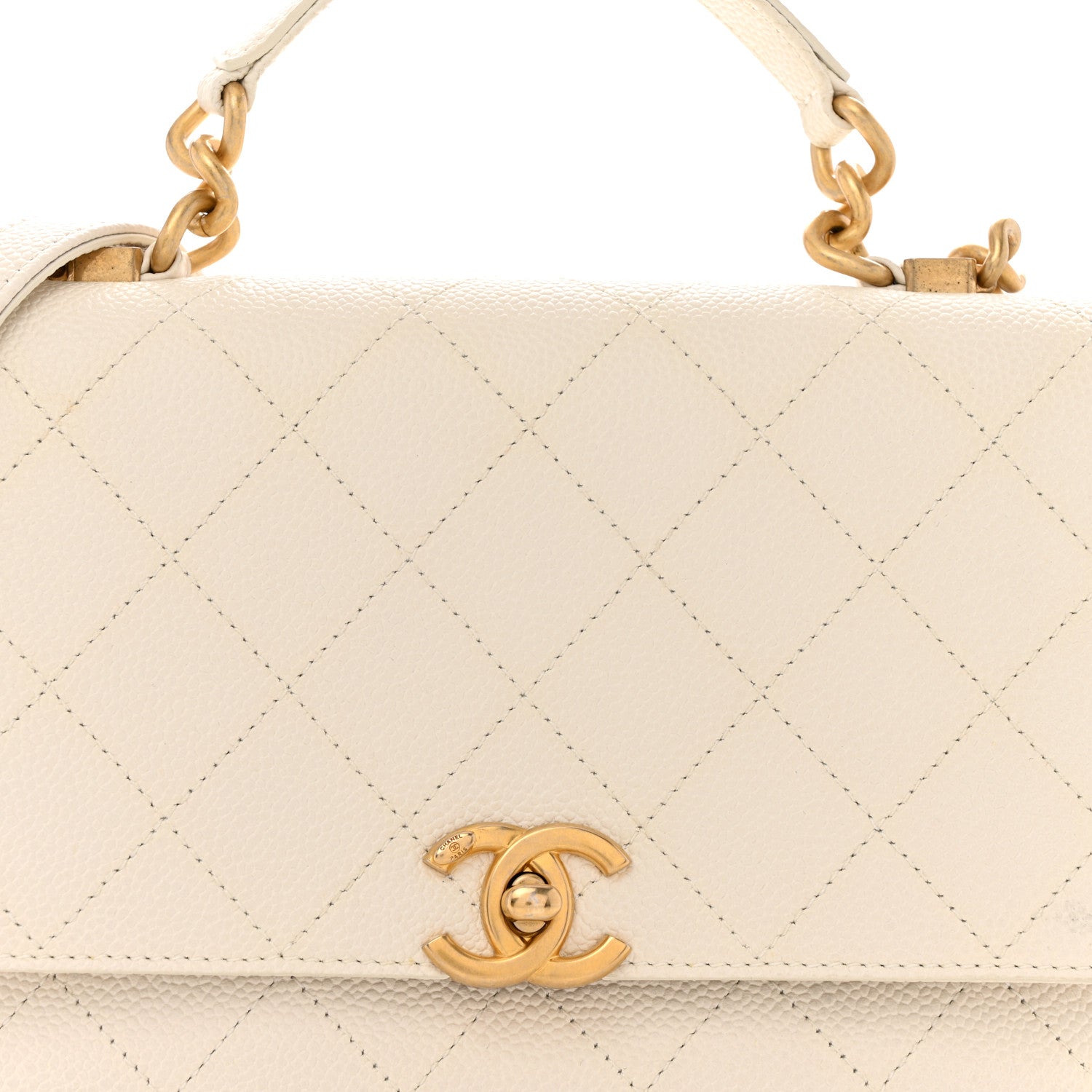 Chanel Grained Calfskin Small Stitched Flap White 9 of 16