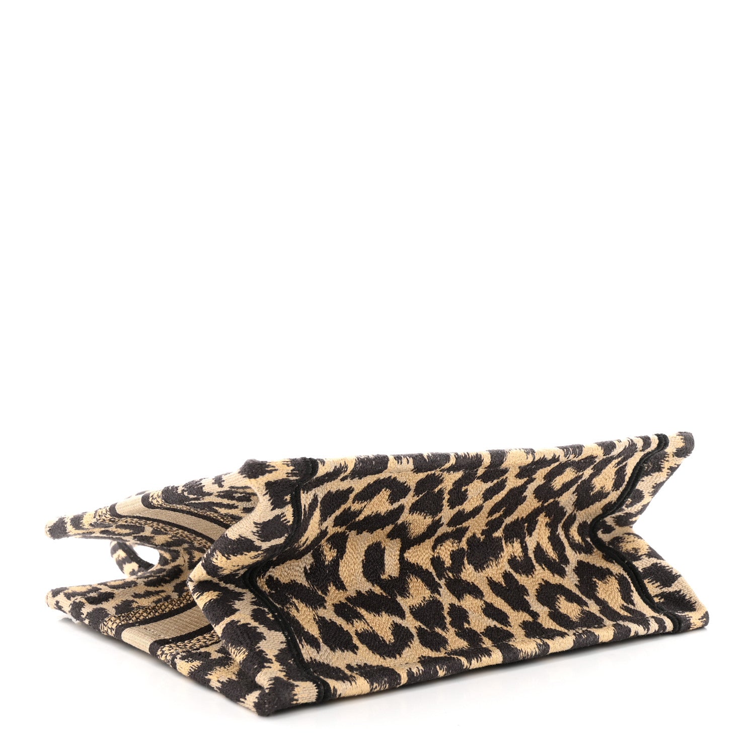 Christian Dior Canvas Mizza Embroidered Small Leopard Book Tote Beige 4 of 14