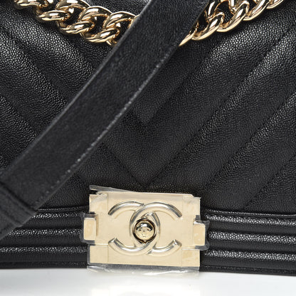 Chanel Caviar Chevron Quilted Small Boy Flap Black 10 of 11