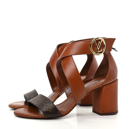 Louis Vuitton Calfskin Monogram Horizon Sandals 39 Cognac Brown 3 of 10