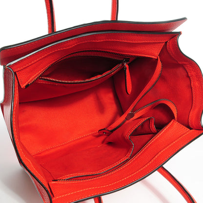 Celine Drummed Calfskin Micro Luggage Vermillion 5 of 8