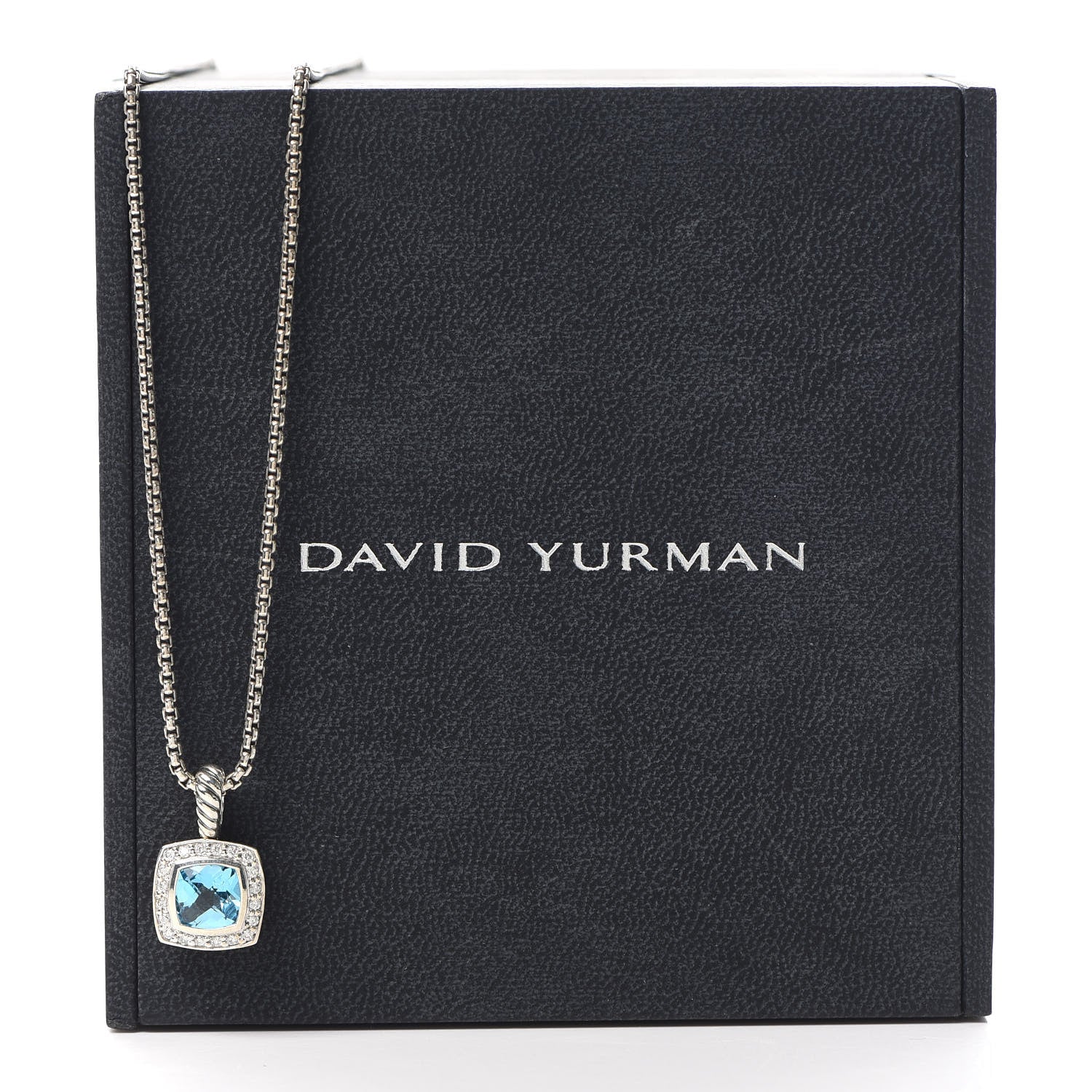 David Yurman Sterling Silver Diamond Blue Topaz 7mm Petite Albion Pendant Necklace 6 of 6