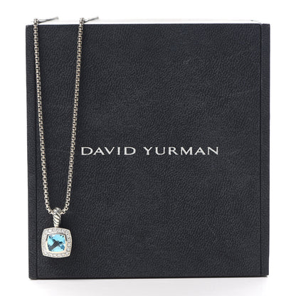 David Yurman Sterling Silver Diamond Blue Topaz 7mm Petite Albion Pendant Necklace 6 of 6