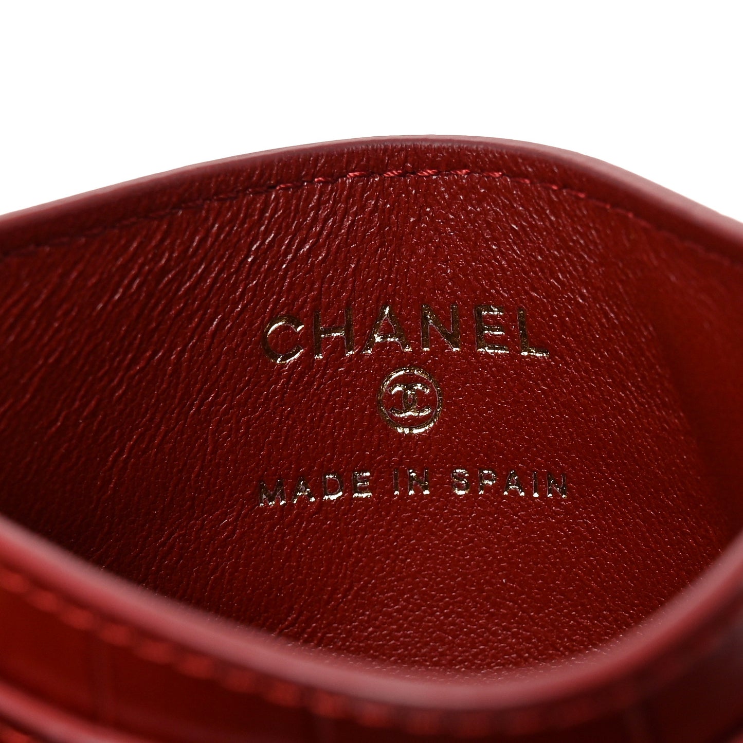 Calfskin Crocodile Embossed Crococo Card Holder Burgundy