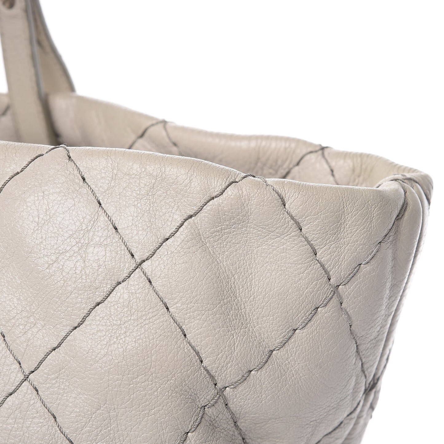 Glazed Calfskin Large On The Road Tote Light Grey
