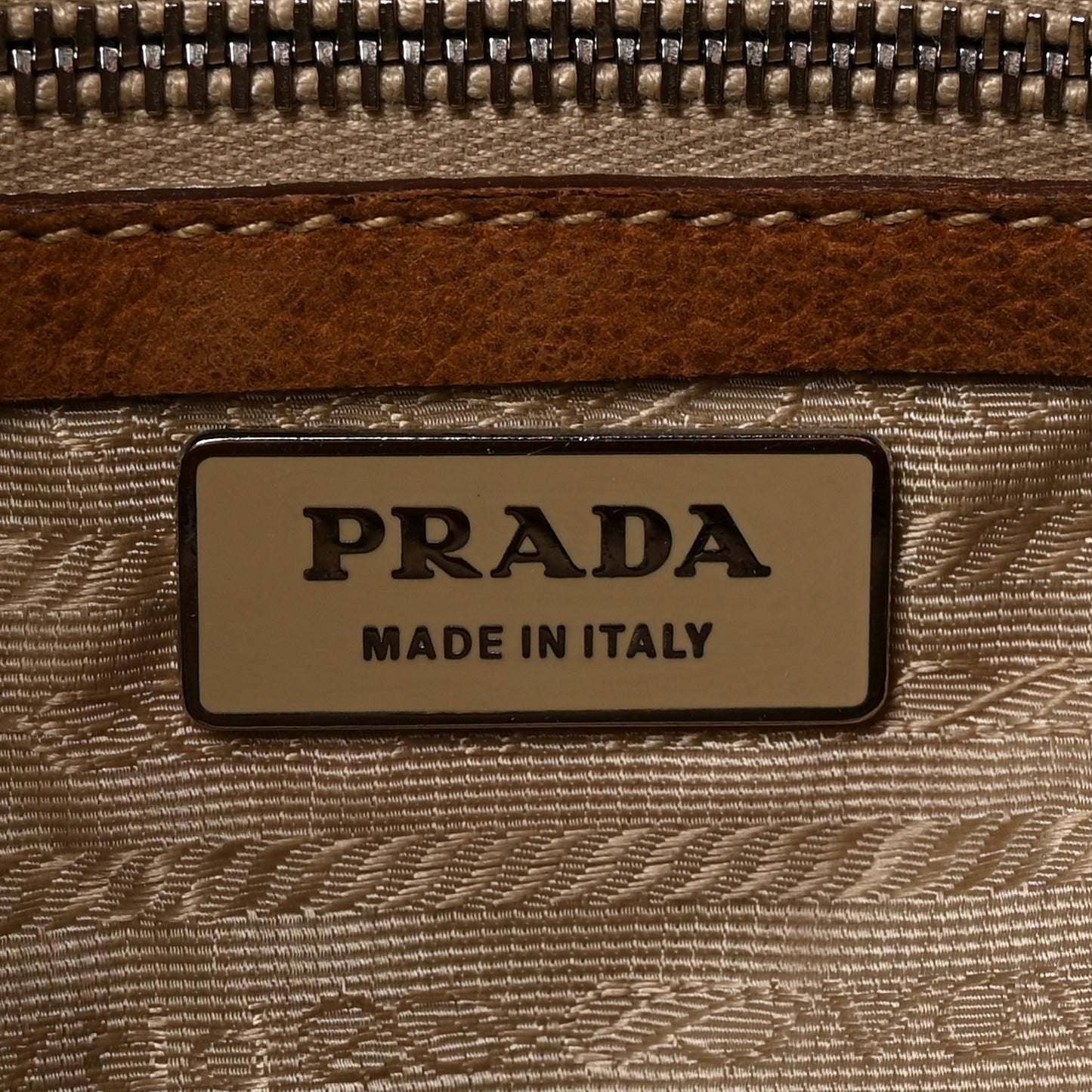 Tessuto Nylon Vitello Foldover Pushlock Satchel Beige