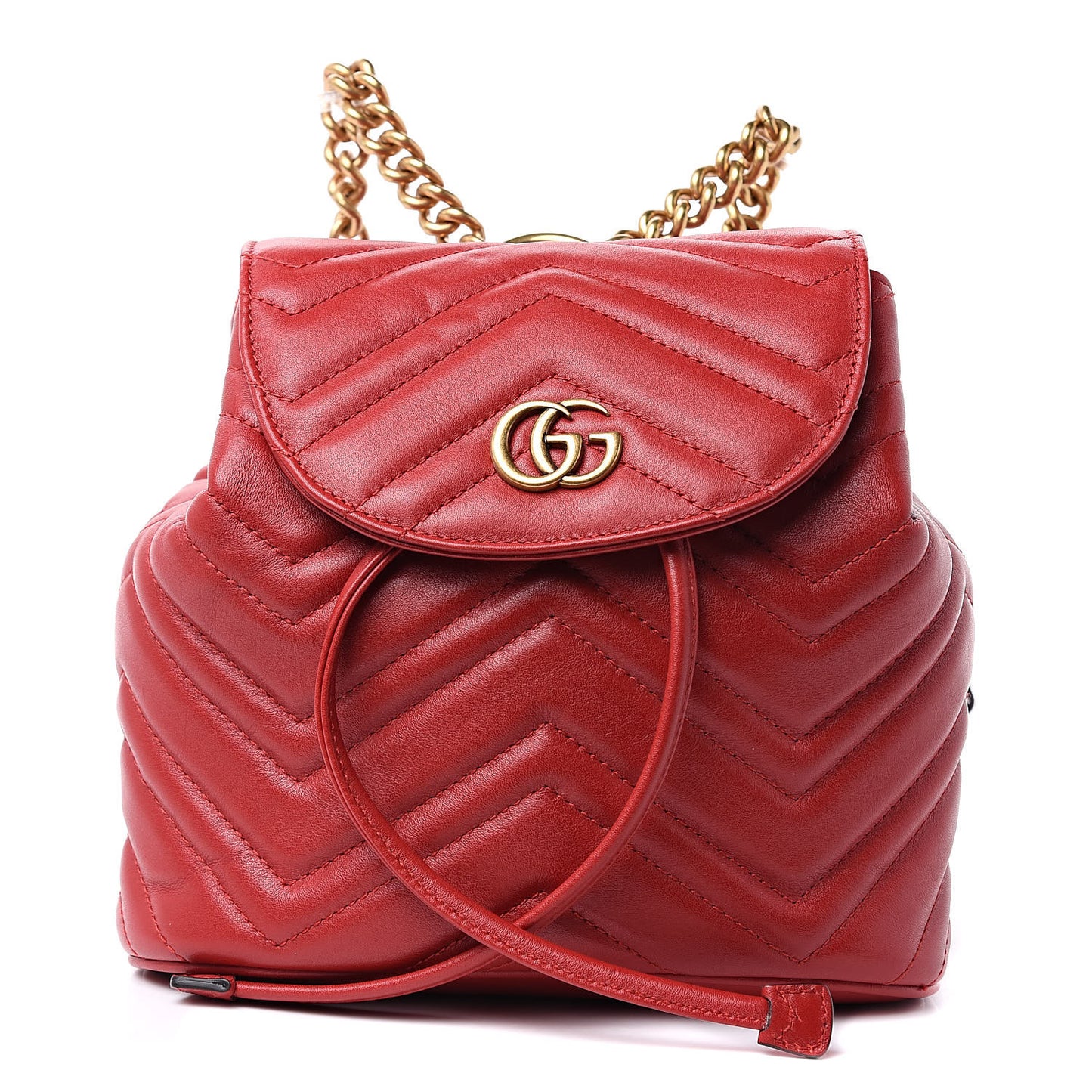 Calfskin Matelasse GG Marmont Flap Backpack Hibiscus Red