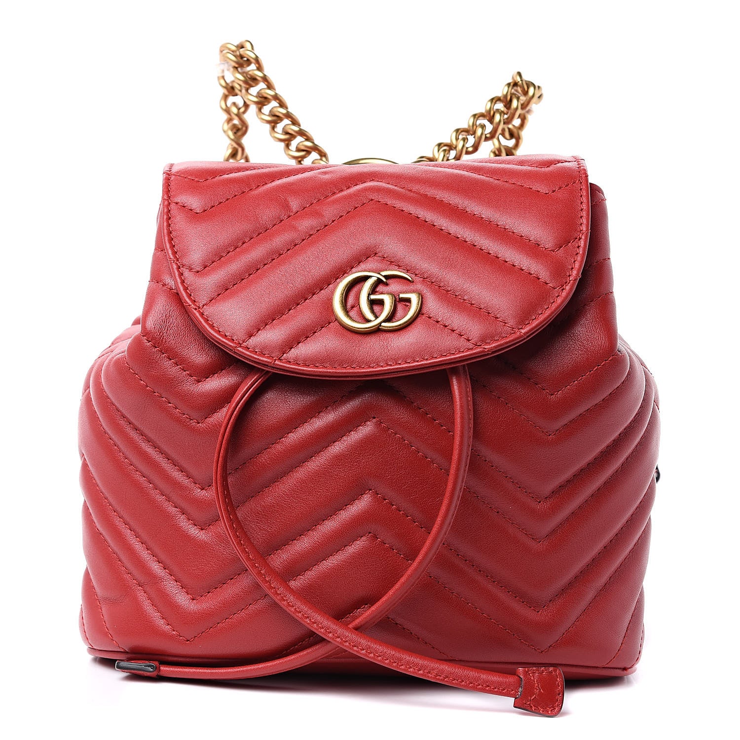 Gucci Calfskin Matelasse GG Marmont Flap Backpack Hibiscus Red 1 of 10