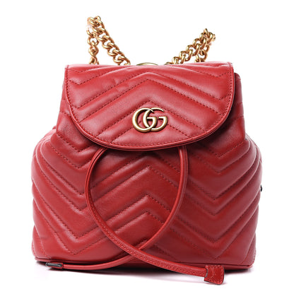Gucci Calfskin Matelasse GG Marmont Flap Backpack Hibiscus Red 1 of 10