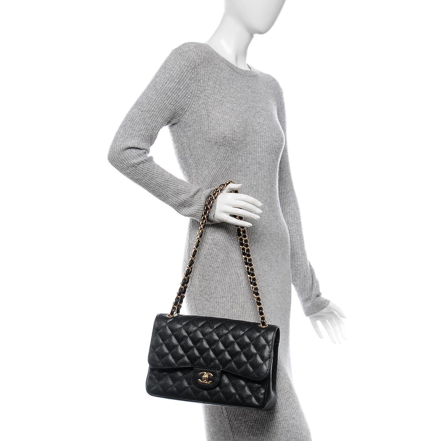 Chanel Caviar Quilted Jumbo Double Flap Black 2 of 7