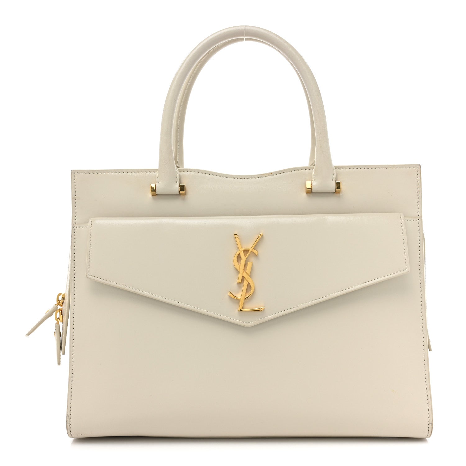Saint Laurent Shiny Calfskin Medium Uptown Tote White 1 of 19