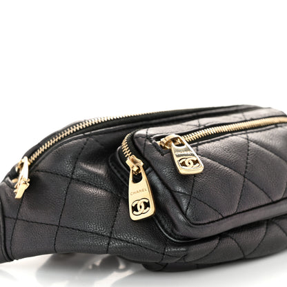 Chanel Iridescent Calfskin Quilted All About Waist Belt Bag Black 9 of 10