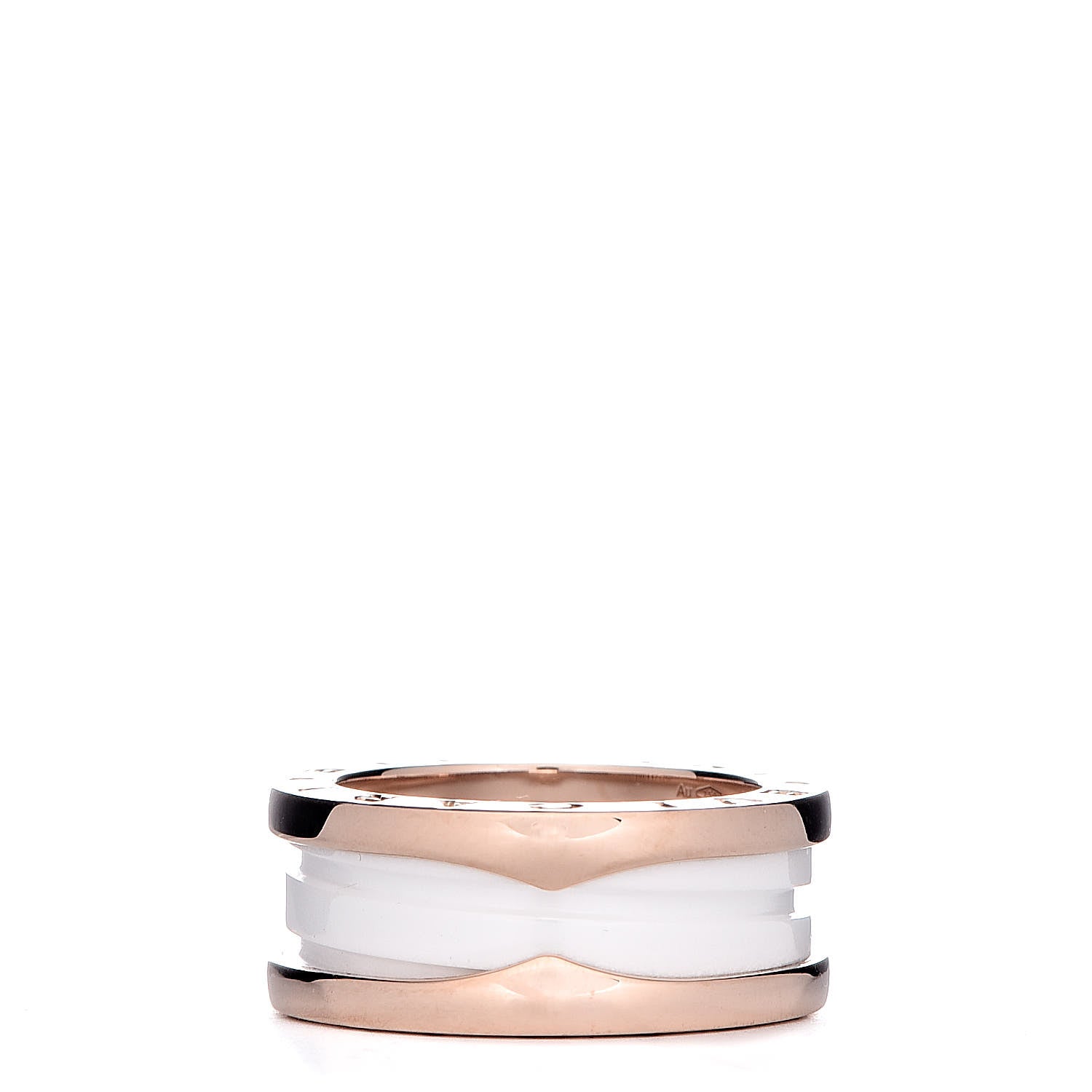 Bulgari 18K Rose Gold White Ceramic B.Zero1 Two-Band Ring 48 4.5 4 of 6