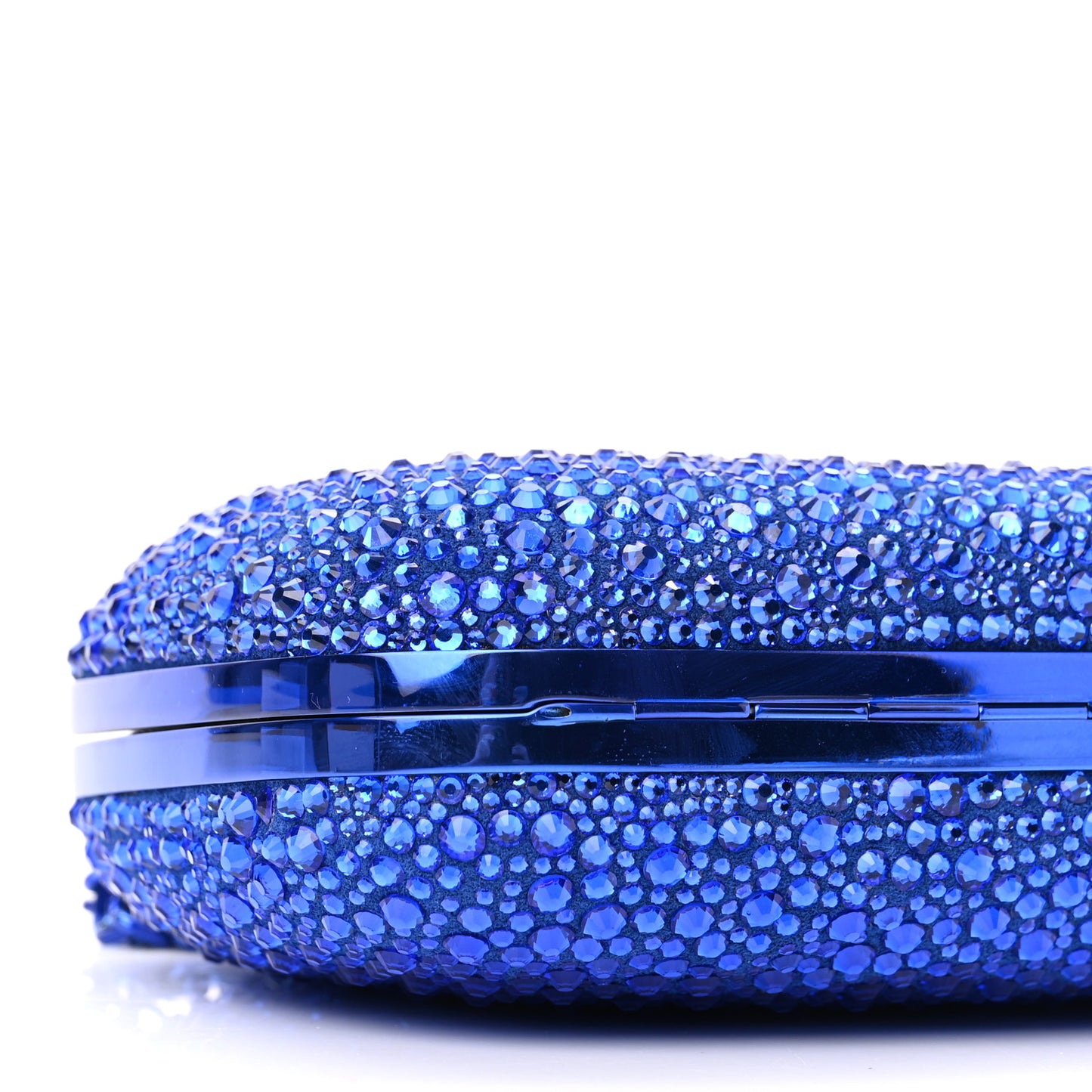 Crystal Jeweled Knuckle Duster Box Clutch Electric Blue