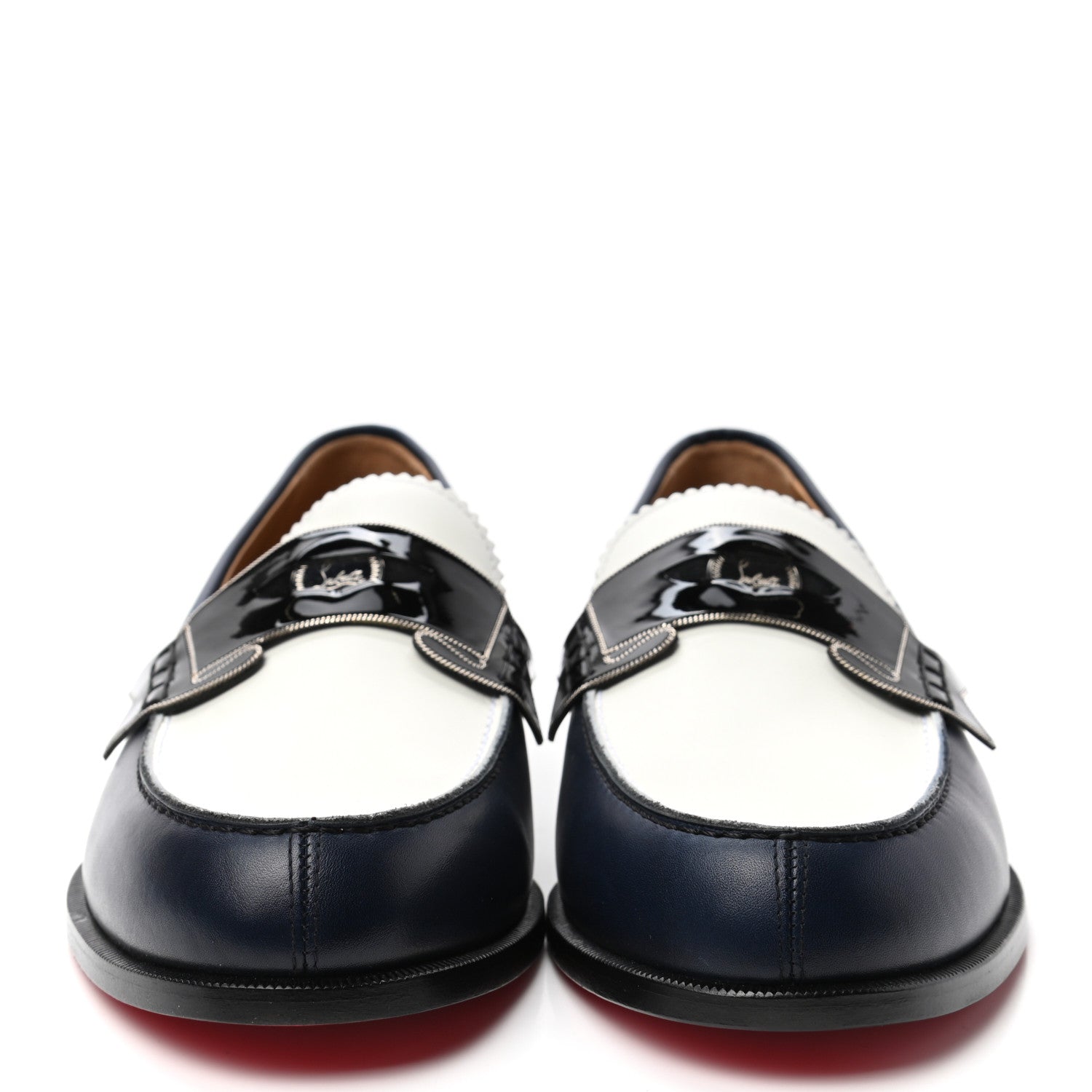 Christian Louboutin Calfskin Mens Monono Flat Loafers 41 Blue White 2 of 8