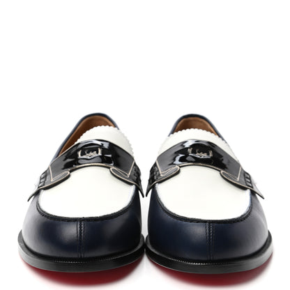 Christian Louboutin Calfskin Mens Monono Flat Loafers 41 Blue White 2 of 8