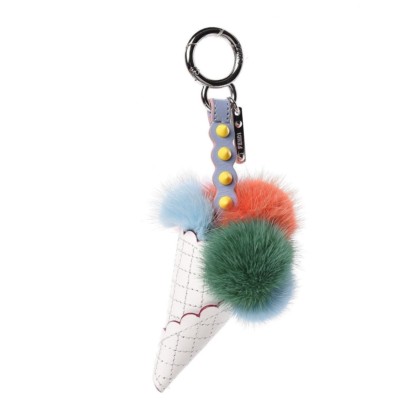 Mink Fur Calfskin Fun Fair Bag Charm Multicolor