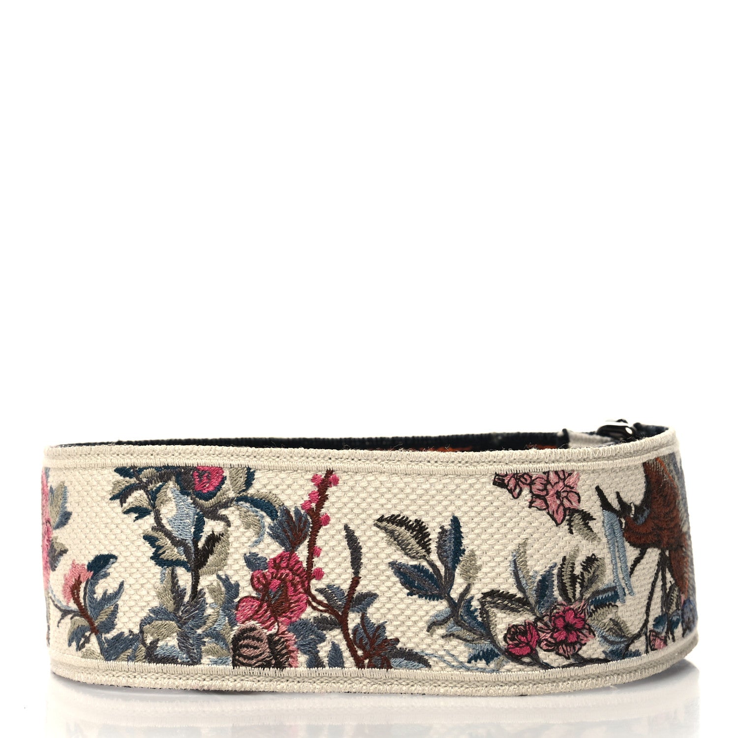 Christian Dior Canvas Embroidered Jardin D'Hive Shoulder Strap Ecru Multicolor 2 of 4