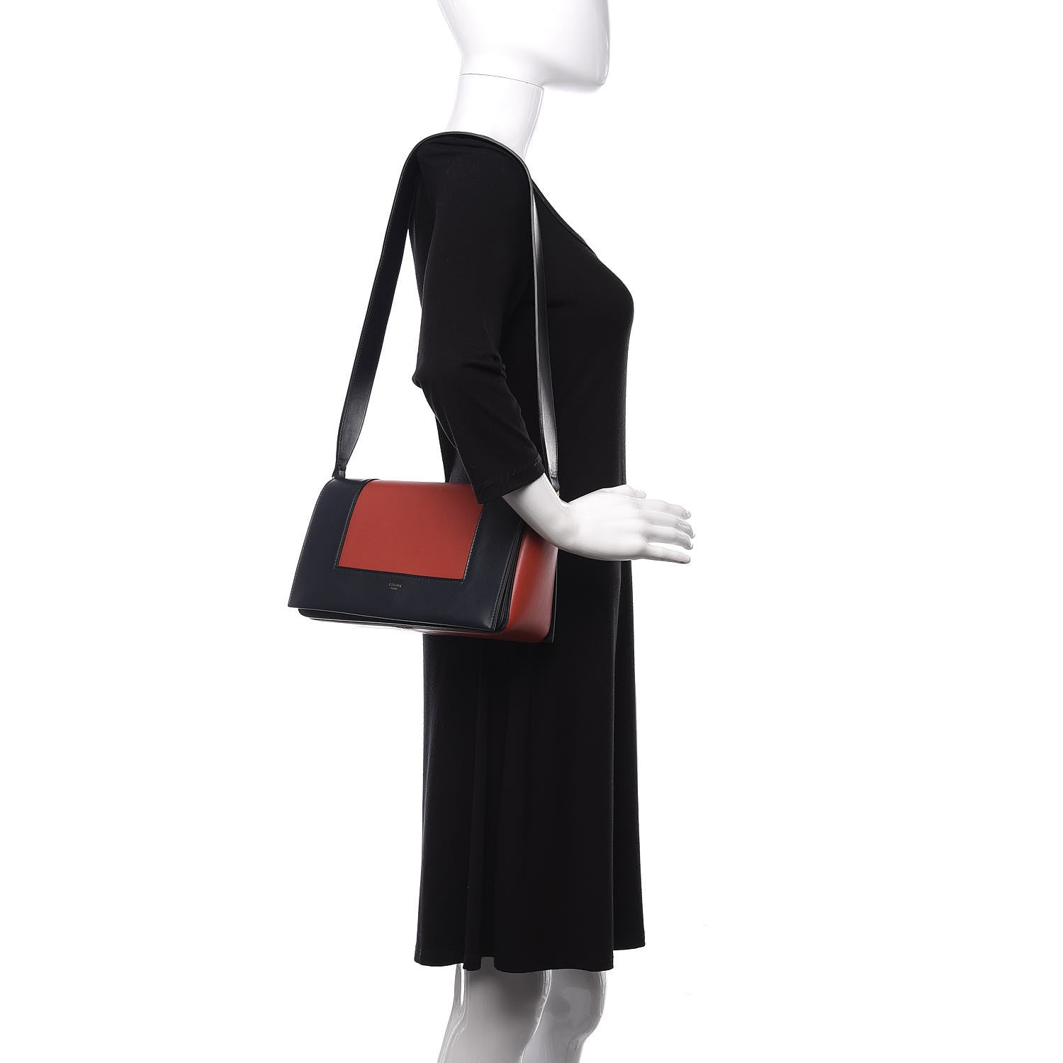 Celine Shiny Smooth Calfskin Medium Frame Shoulder Bag Dark Navy Claycourt 2 of 9