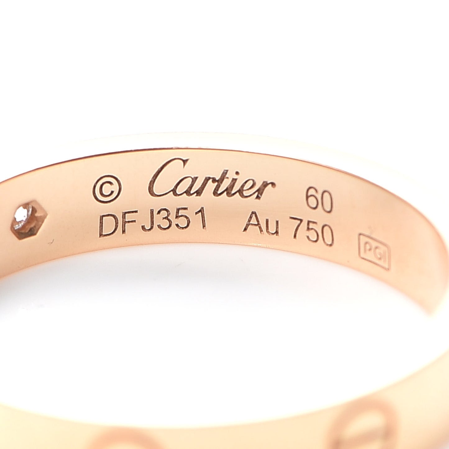 18K Pink Gold Diamond 4mm LOVE Wedding Band Ring 60 9