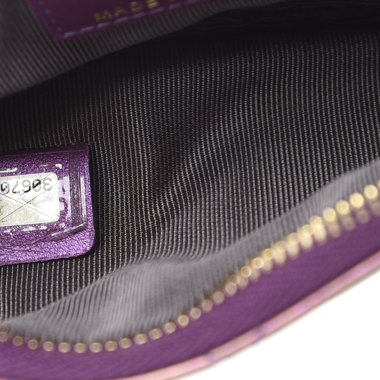 Iridescent Lambskin Quilted Small Cosmetic Case Purple