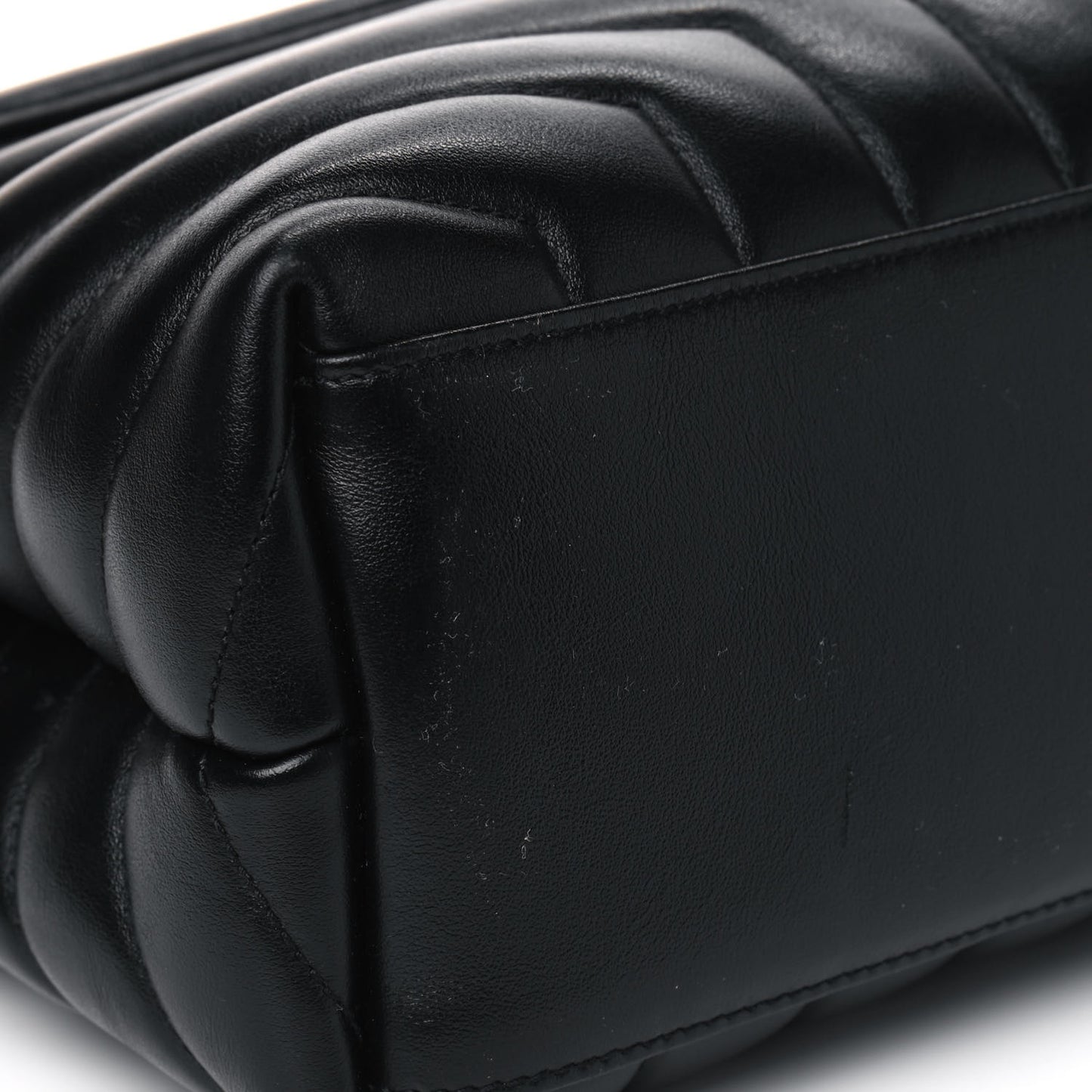 Calfskin Y Quilted Monogram Medium Loulou Chain Satchel Black