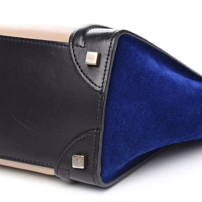 Celine Elephant Calfskin Suede Micro Tri-Color Luggage Sand 10 of 14