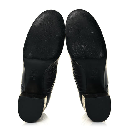 Chanel Calfskin Patent Pearl Short Boots 40 Black Gold 5 of 10