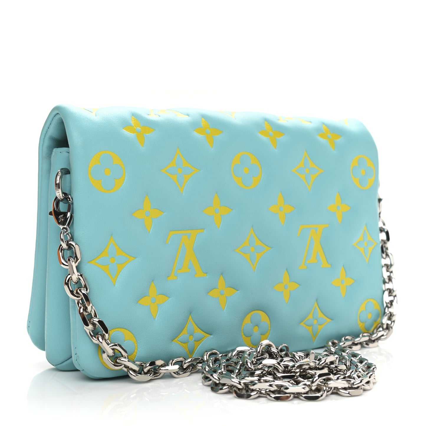 Lambskin Embossed Monogram Vuittamins Pochette Coussin Menthe Jaune
