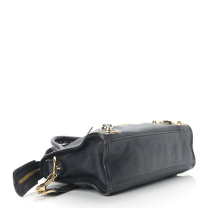 Balenciaga Chevre Gold Metallic Edge Hardware Mini City Bleu Nuit Dark Sea 4 of 22
