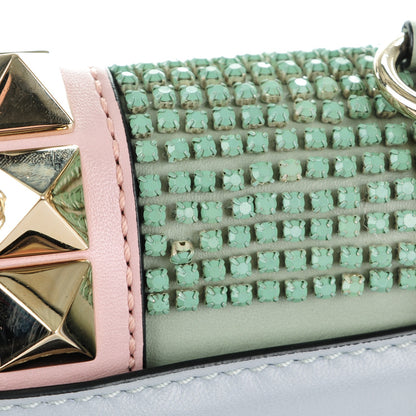 Valentino Garavani Vitello Crystal Embellished Watercolor Small Glam Lock Rockstud Flap Rose Green Yellow Sky 10 of 10