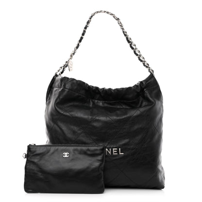 Chanel Shiny Calfskin Quilted Chanel 22 Black 1 of 10