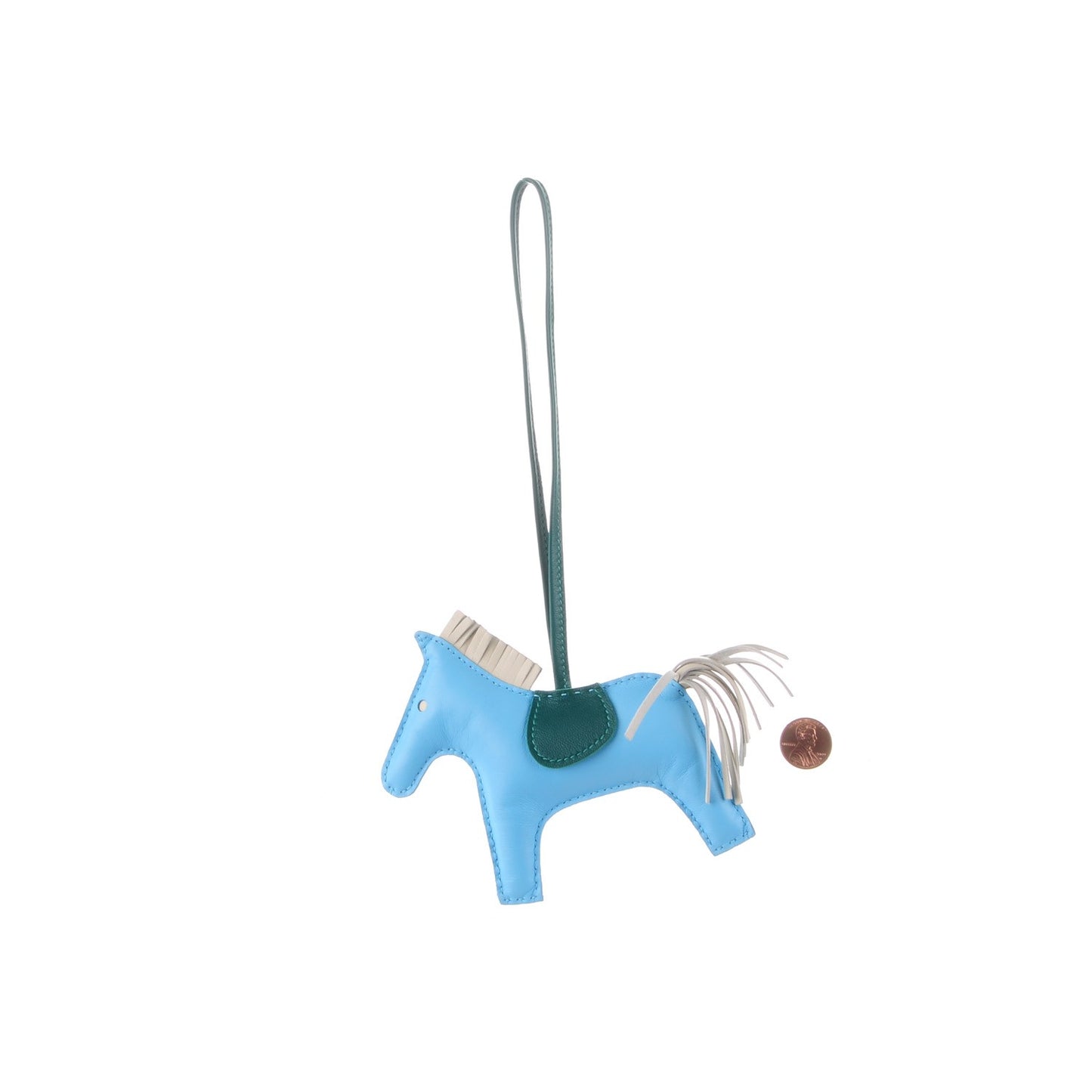 Milo Lambskin Grigri Rodeo Horse Bag Charm MM Celeste Malachite Craie