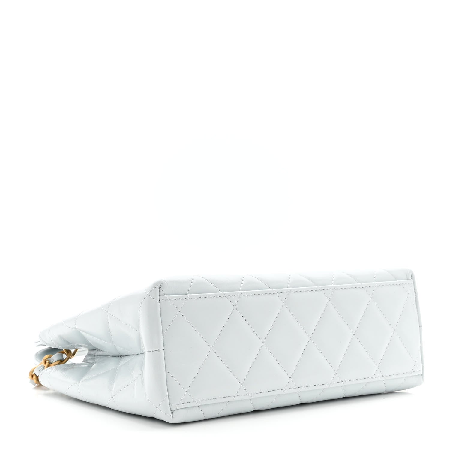 Chanel Shiny Aged Calfskin Quilted Nano Kelly Shopper Light Blue 4 of 11