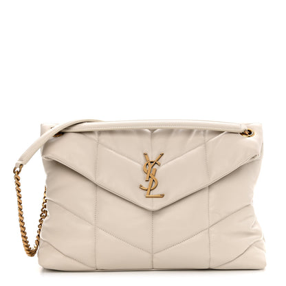 Saint Laurent Lambskin Quilted Medium Loulou Puffer Monogram Chain Satchel Crema Soft 1 of 11