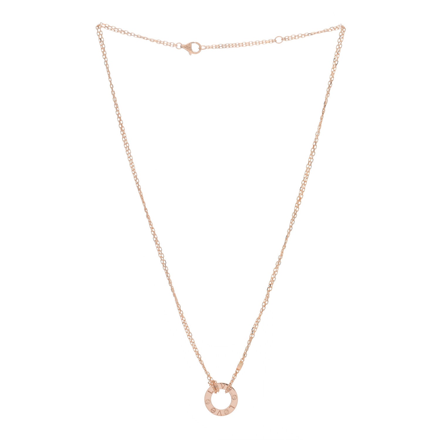 Cartier 18K Pink Gold 2 Diamond LOVE Necklace 2 of 5