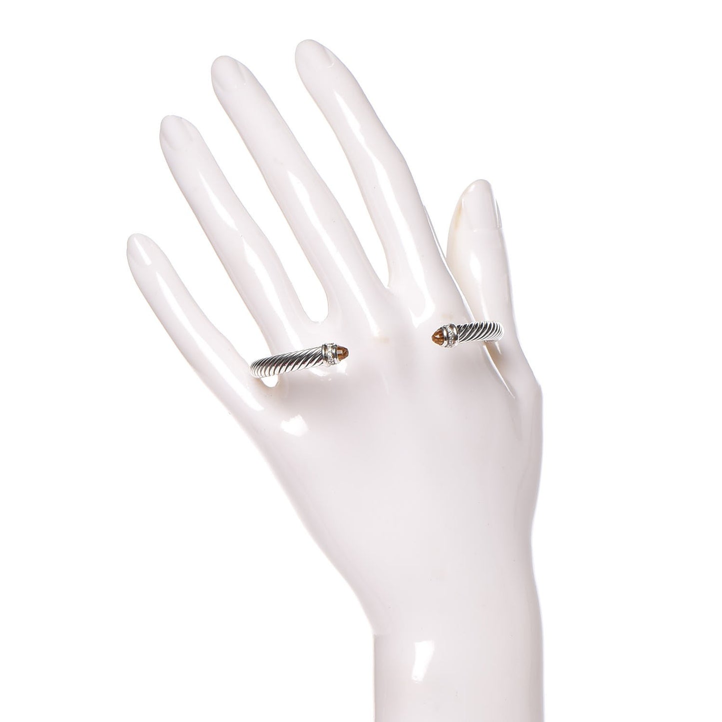 Sterling Silver Diamond Citrine 5mm Cable Classics Bracelet