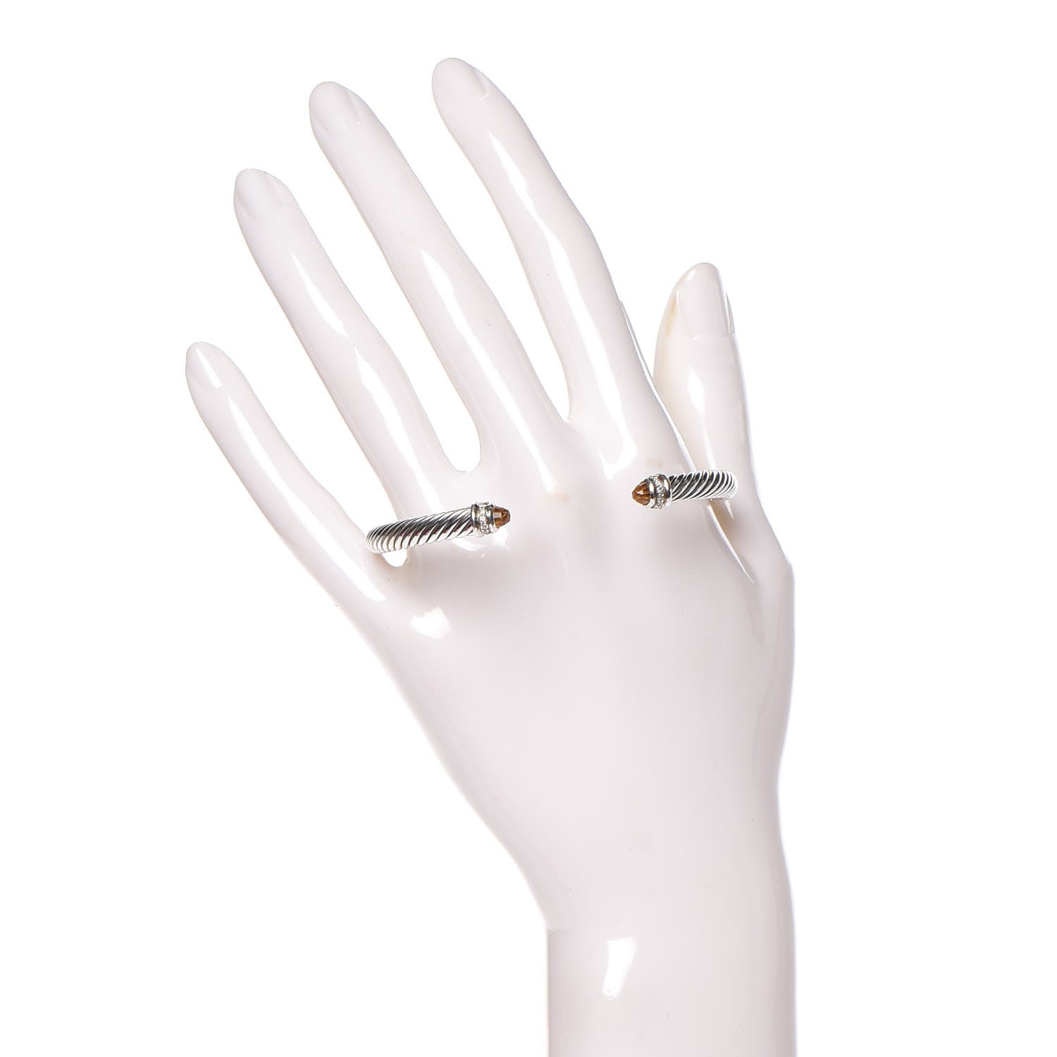 David Yurman Sterling Silver Diamond Citrine 5mm Cable Classics Bracelet 2 of 4