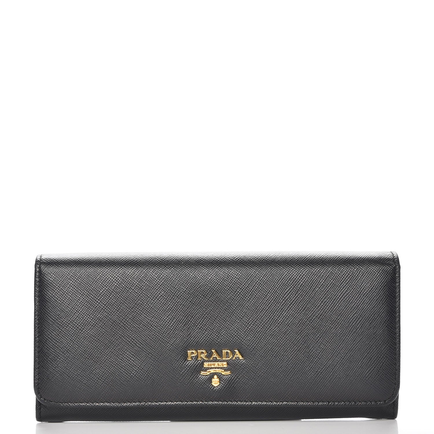 Prada Saffiano Metal Continental Flap Wallet Nero Black 1 of 7
