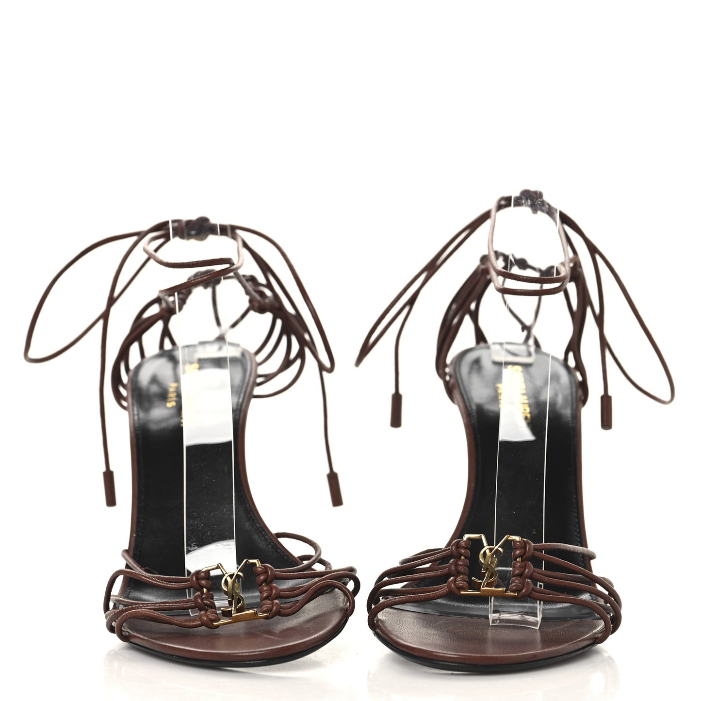 Lambskin Babylone 90 Ankle Wrap Sandals 40 Cigare