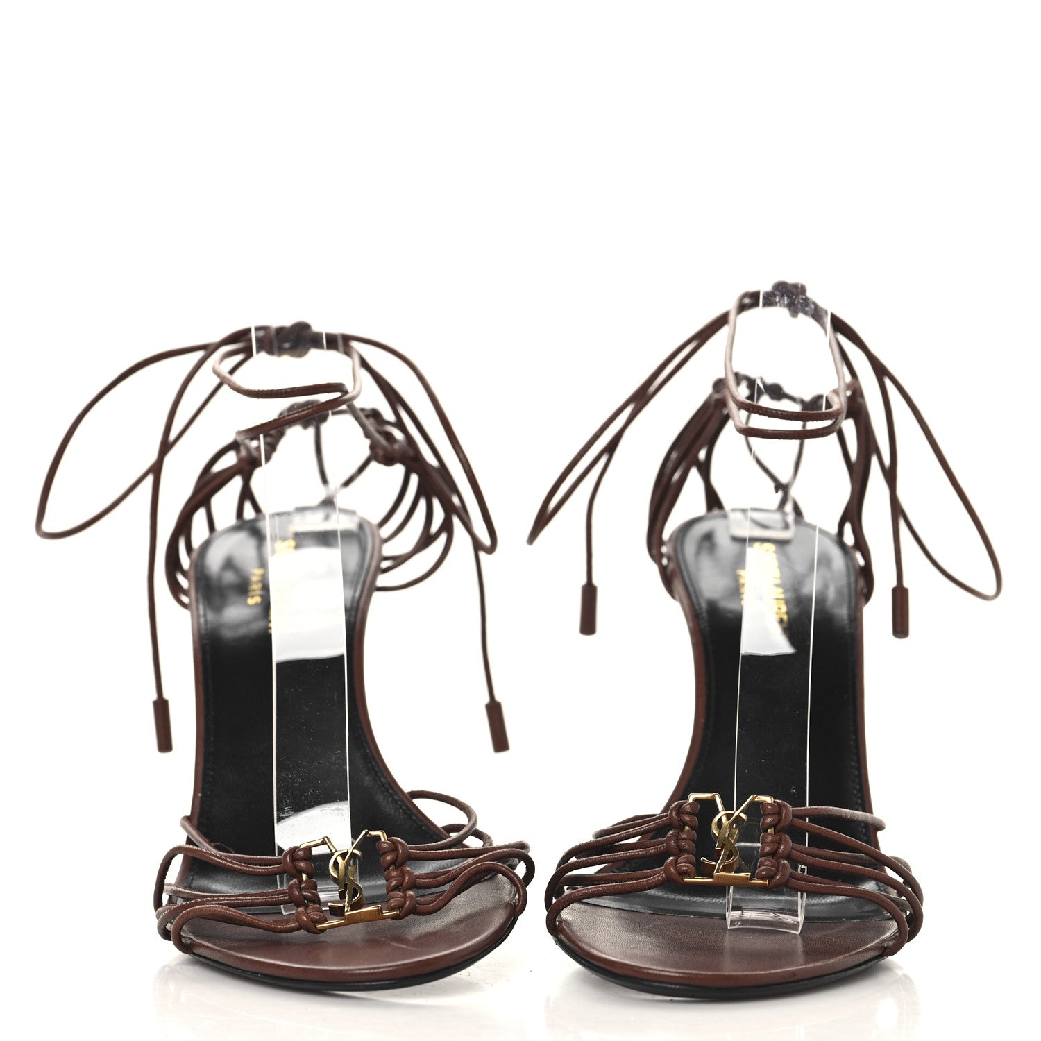 Saint Laurent Lambskin Babylone 90 Ankle Wrap Sandals 40 Cigare 3 of 8